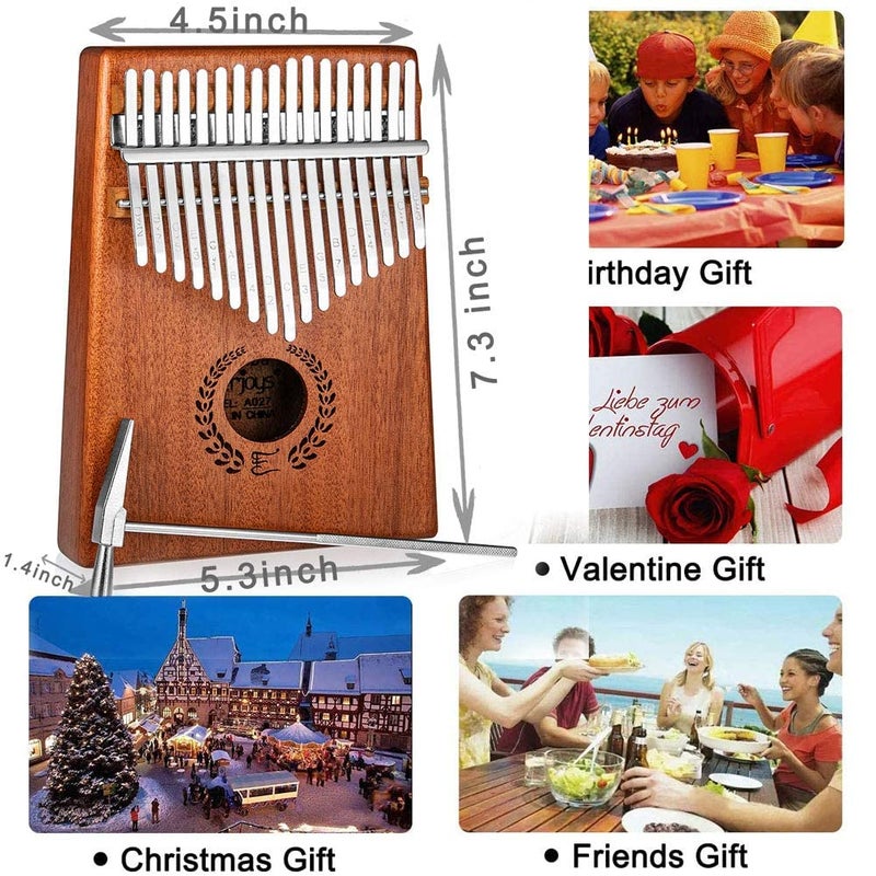Everjoys Kalimba Thumb Piano 17 Keys, Professional Musical Instrument Finger Piano Marimbas with Portable Soft Cloth Bag, Fast to Learn Songbook, Tuning Hammer, All in One Kit - Image 5